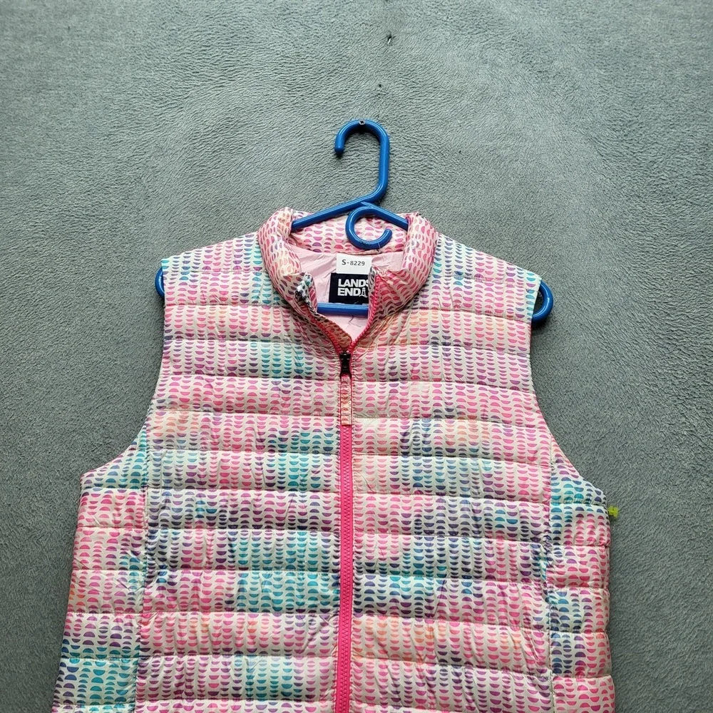 Lands' End Girls‎ Vest XXL Pink Puffer Primaloft Zipper Logo Sleeveless